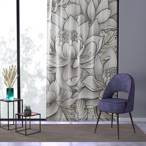 Lotus Flower Bouquet Window Curtain