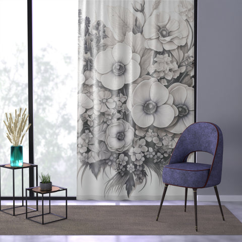 Violets N Primrose Bouquet Window Curtain