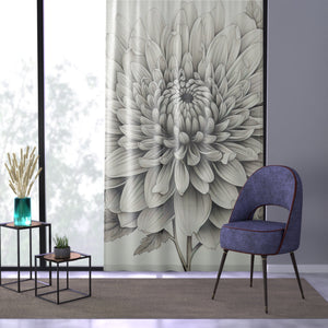 Chrysanthemum on White Window Curtain